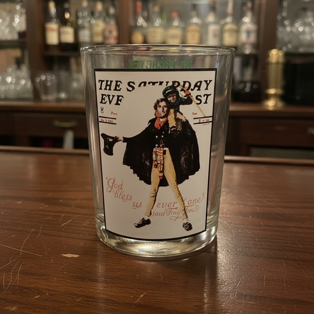 Saturday Evening Post Highball Glass, Norman Rockwell Tumbler, Vintage Barware